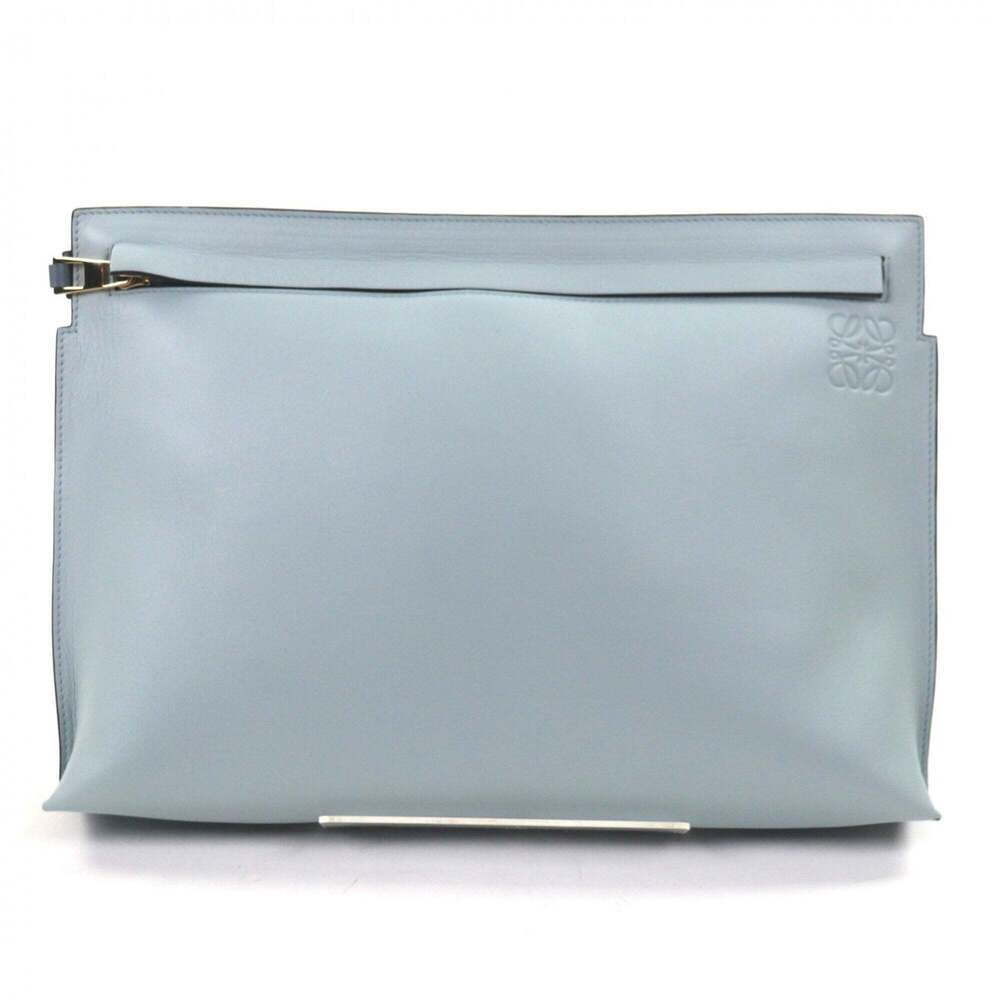 LOEWE Leather T Pouch with Anagram Embossed Logo, Second Bag/Clutch Bag, Ligh...